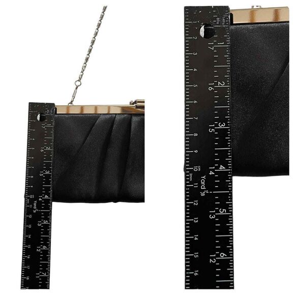 Jessica McClintock Black Kiss Lock Pleated Satin Convertible Clutch - Picture 5 of 13